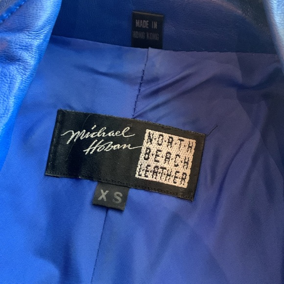 💙VINTAGE Blue Leather Dress by Micheal Hoban North Beach Leather💙 - Picture 2 of 6